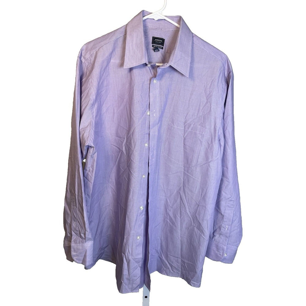 Men's Long Sleeve Button Down‎ Dress Shirt 16-16.5  32/33 L Wrinkle Free Arrow